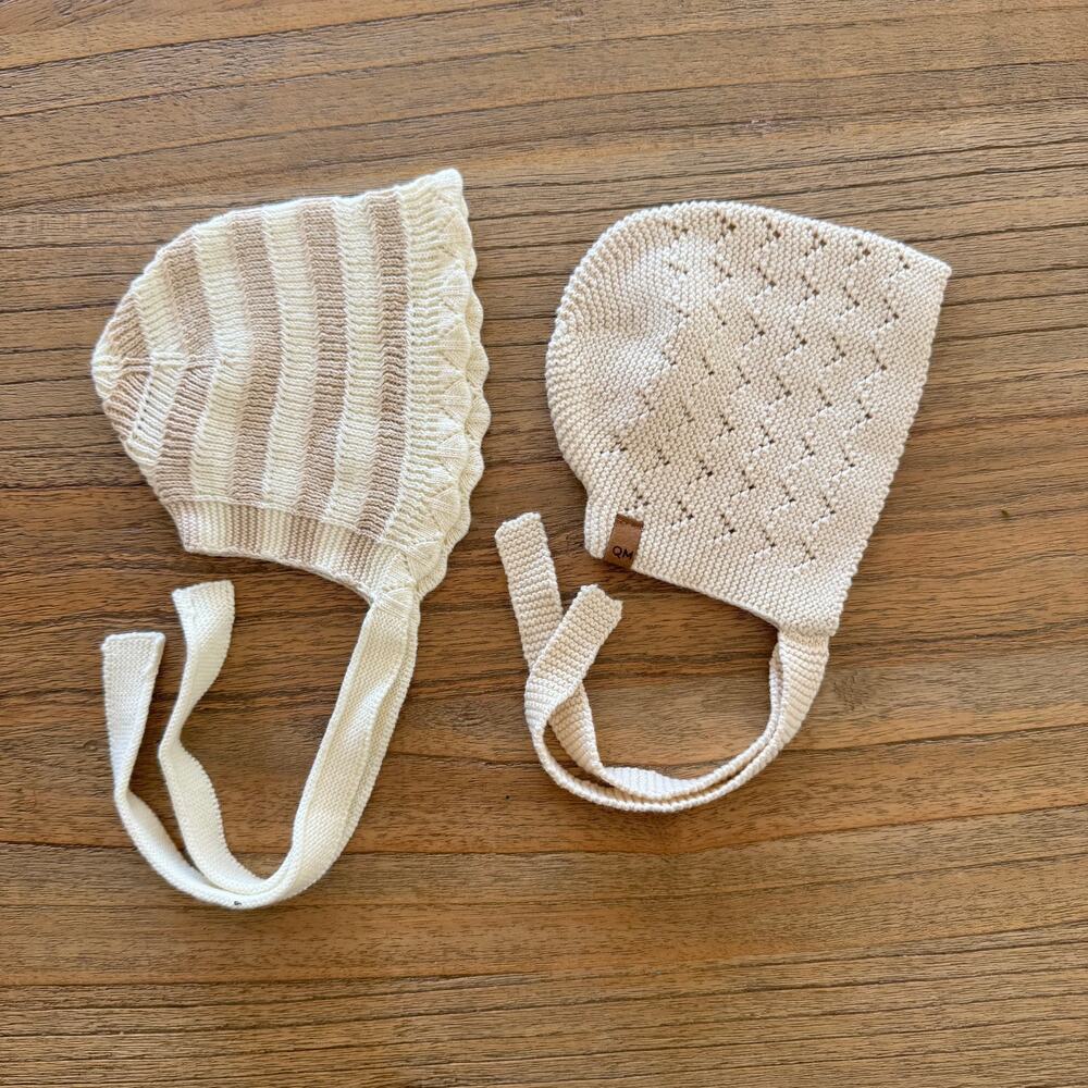 Rylee + Cru / Quincy Mae Knit Bonnets (2) - Size 6-12 months
